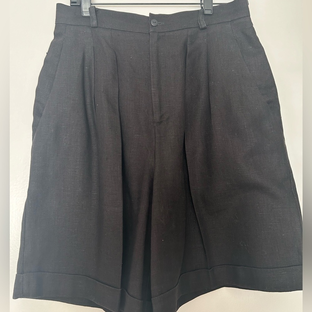 Black Linen Shorts